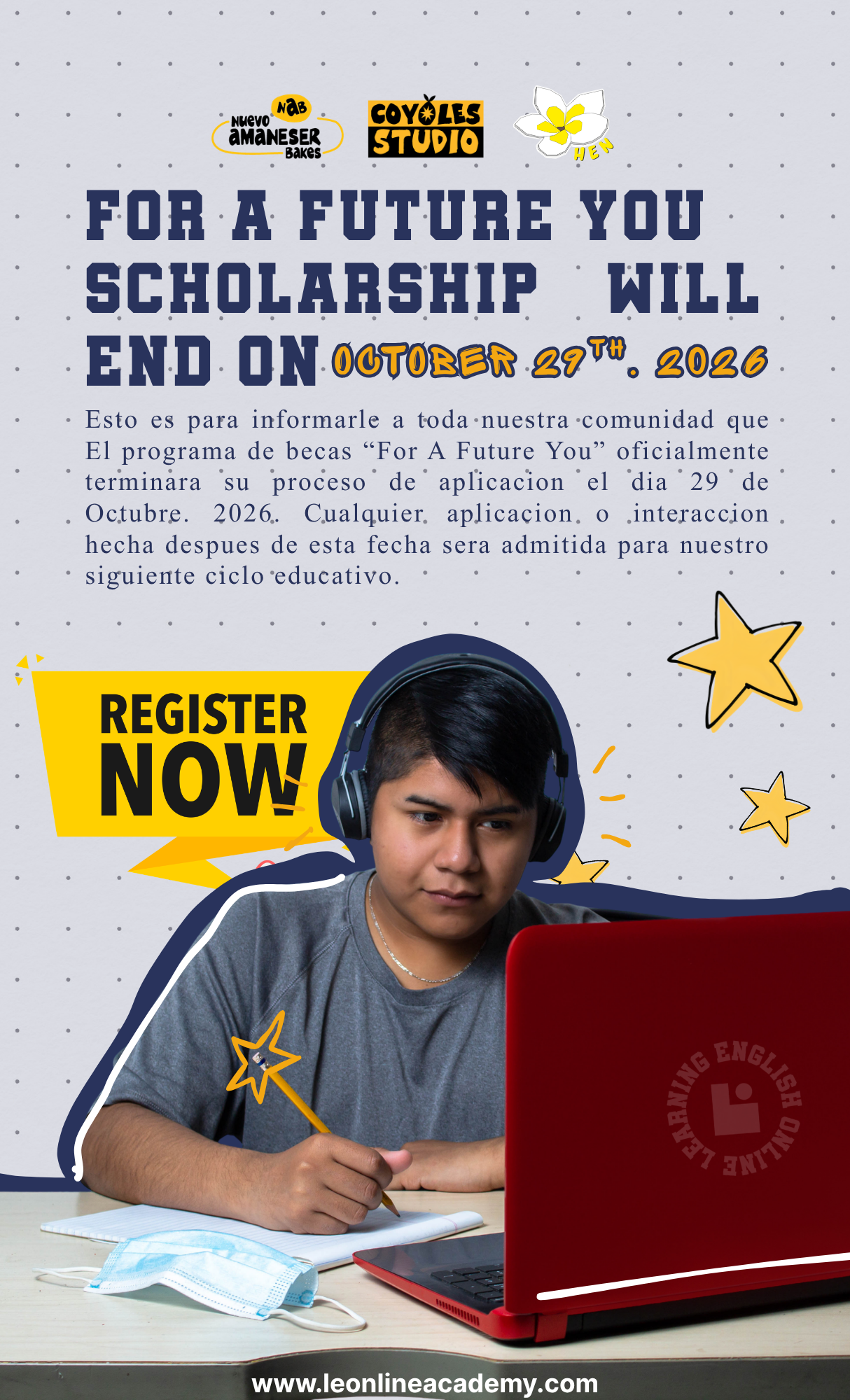 for a future you, scholarship poster, end of application